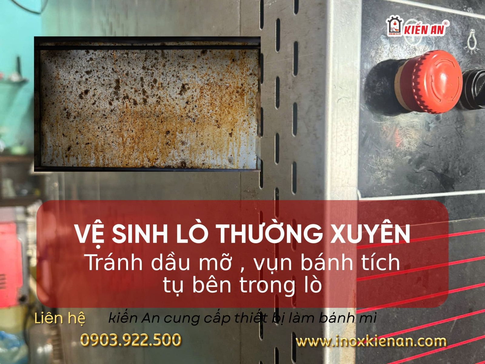 Dầu mỡ, vụn bánh tích tụ lâu ngày bên trong lò